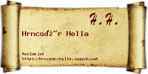 Hrncsár Hella névjegykártya